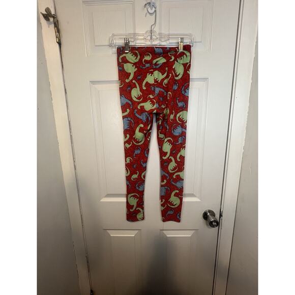 LulaRoe unicorn One Size Red DinosaurThemed Leggings Size 2-12 - Picture 3 of 8